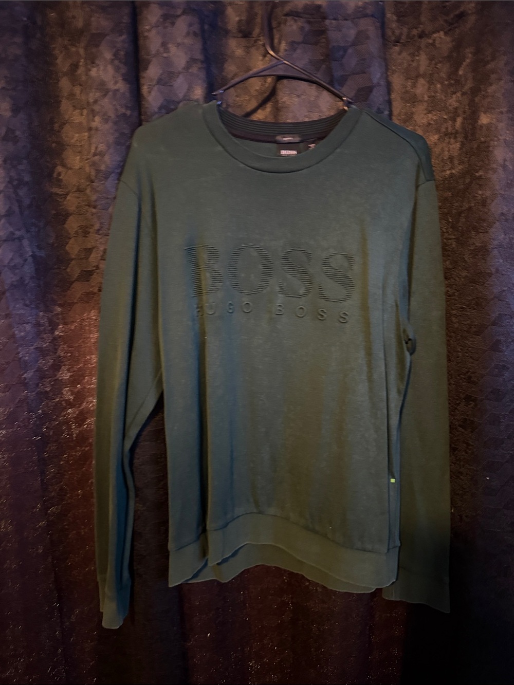 Hugo Boss Dark Green Embossed Logo Crewneck